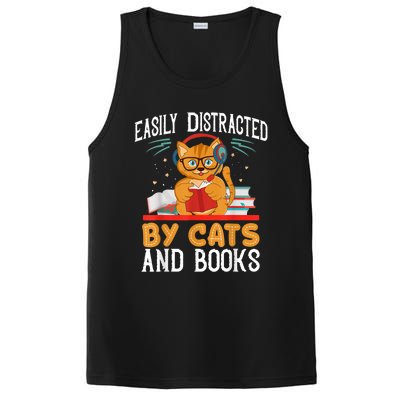 Easily Distracted By Cats And Books Gift Reader Kitty PosiCharge Competitor Tank