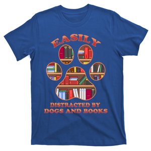 Easily Distracted By Dogs And Books Animal Book Lover Gift T-Shirt