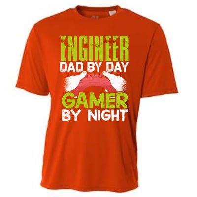 Enginer Dad By Day Gamer By Night Fathers Funny Gaming Gift Cooling Performance Crew T-Shirt