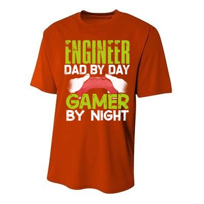 Enginer Dad By Day Gamer By Night Fathers Funny Gaming Gift Performance Sprint T-Shirt