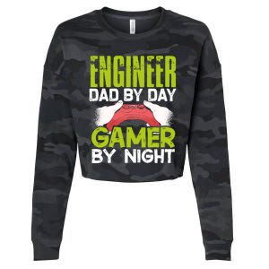 Enginer Dad By Day Gamer By Night Fathers Funny Gaming Gift Cropped Pullover Crew