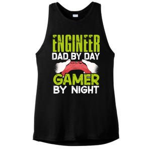 Enginer Dad By Day Gamer By Night Fathers Funny Gaming Gift Ladies PosiCharge Tri-Blend Wicking Tank