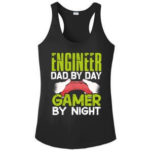 Enginer Dad By Day Gamer By Night Fathers Funny Gaming Gift Ladies PosiCharge Competitor Racerback Tank