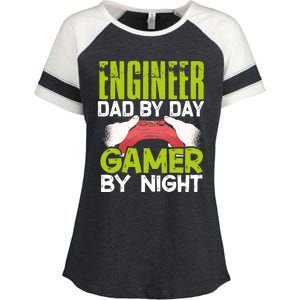 Enginer Dad By Day Gamer By Night Fathers Funny Gaming Gift Enza Ladies Jersey Colorblock Tee