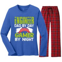 Enginer Dad By Day Gamer By Night Fathers Funny Gaming Gift Women's Long Sleeve Flannel Pajama Set 