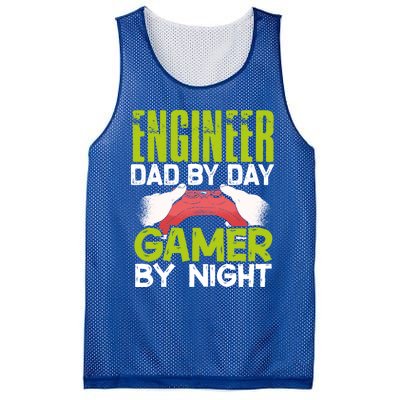 Enginer Dad By Day Gamer By Night Fathers Funny Gaming Gift Mesh Reversible Basketball Jersey Tank