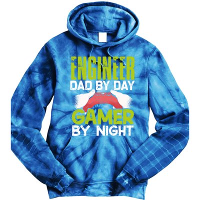 Enginer Dad By Day Gamer By Night Fathers Funny Gaming Gift Tie Dye Hoodie