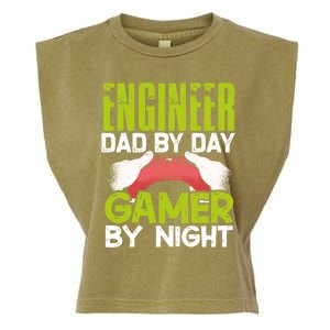 Enginer Dad By Day Gamer By Night Fathers Funny Gaming Gift Garment-Dyed Women's Muscle Tee