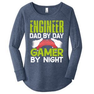 Enginer Dad By Day Gamer By Night Fathers Funny Gaming Gift Women's Perfect Tri Tunic Long Sleeve Shirt