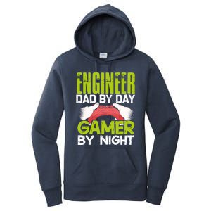 Enginer Dad By Day Gamer By Night Fathers Funny Gaming Gift Women's Pullover Hoodie