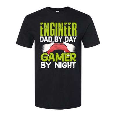 Enginer Dad By Day Gamer By Night Fathers Funny Gaming Gift Softstyle CVC T-Shirt