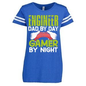 Enginer Dad By Day Gamer By Night Fathers Funny Gaming Gift Enza Ladies Jersey Football T-Shirt