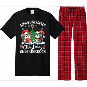 Easily Distracted By Christmas And Hedgehogs Santa Christmas Gift Pajama Set