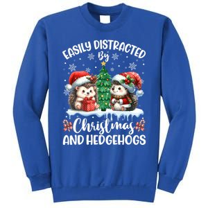 Easily Distracted By Christmas And Hedgehogs Santa Christmas Gift Sweatshirt