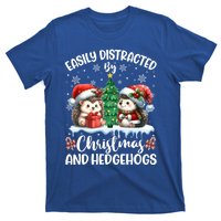 Easily Distracted By Christmas And Hedgehogs Santa Christmas Gift T-Shirt