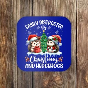 Easily Distracted By Christmas And Hedgehogs Santa Christmas Gift Coaster