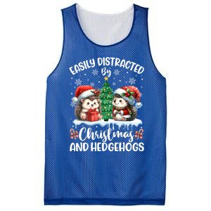 Easily Distracted By Christmas And Hedgehogs Santa Christmas Gift Mesh Reversible Basketball Jersey Tank