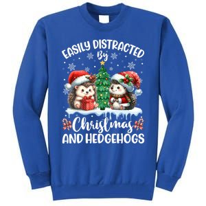 Easily Distracted By Christmas And Hedgehogs Santa Christmas Gift Tall Sweatshirt