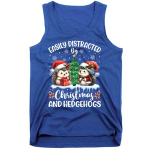 Easily Distracted By Christmas And Hedgehogs Santa Christmas Gift Tank Top