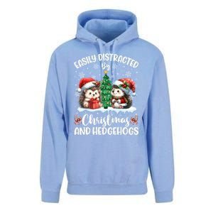 Easily Distracted By Christmas And Hedgehogs Santa Christmas Gift Unisex Surf Hoodie