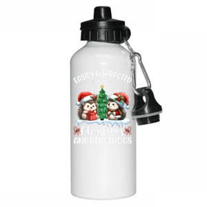 Easily Distracted By Christmas And Hedgehogs Santa Christmas Gift Aluminum Water Bottle