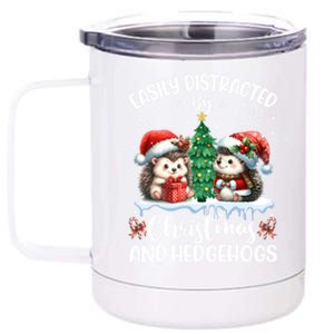 Easily Distracted By Christmas And Hedgehogs Santa Christmas Gift 12 oz Stainless Steel Tumbler Cup