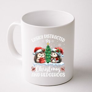 Easily Distracted By Christmas And Hedgehogs Santa Christmas Gift Coffee Mug