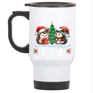 Easily Distracted By Christmas And Hedgehogs Santa Christmas Gift Stainless Steel Travel Mug