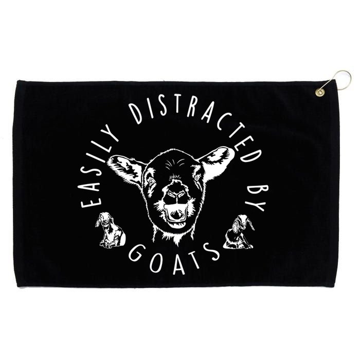 Easily Distracted By Goats Grommeted Golf Towel