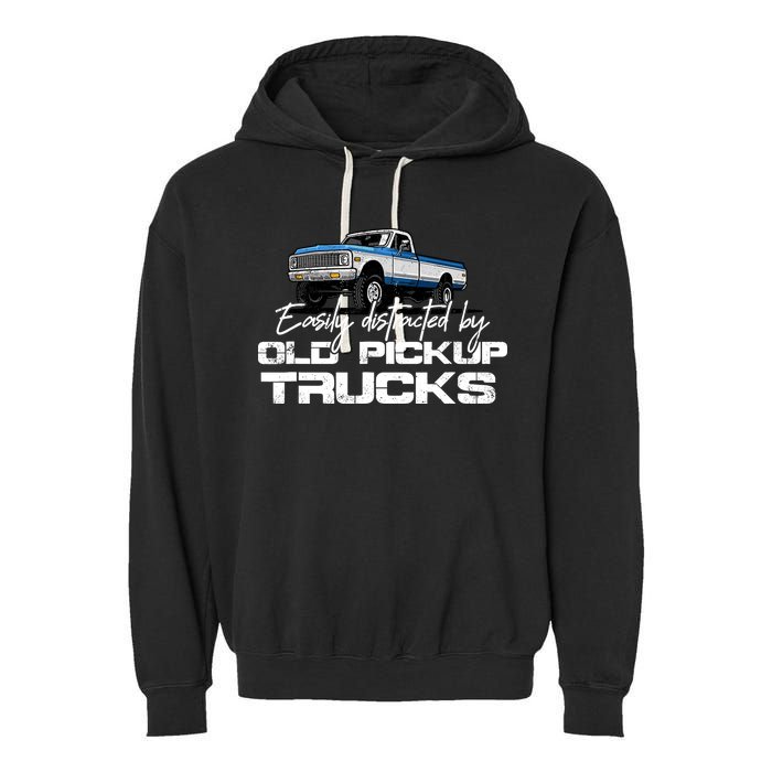 Easily Distracted By Old Pickup Trucks For Retro Garment-Dyed Fleece Hoodie