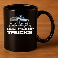 Easily Distracted By Old Pickup Trucks For Retro 11oz C Handle Ceramic Mug