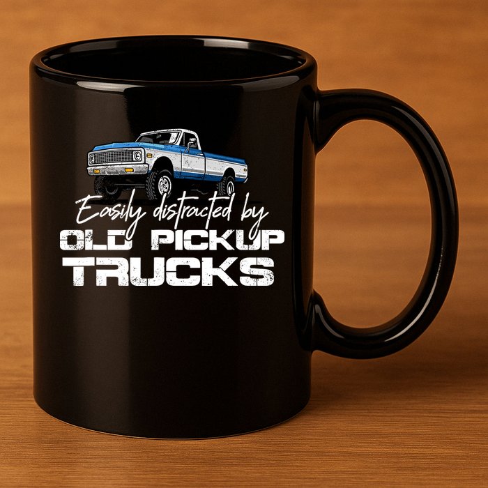 Easily Distracted By Old Pickup Trucks For Retro 11oz C Handle Ceramic Mug