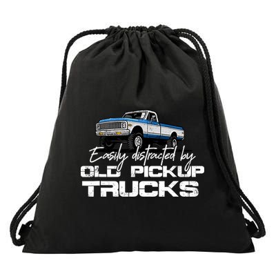 Easily Distracted By Old Pickup Trucks For Retro Drawstring Bag
