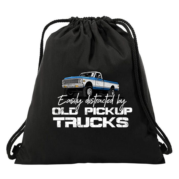 Easily Distracted By Old Pickup Trucks For Retro Drawstring Bag