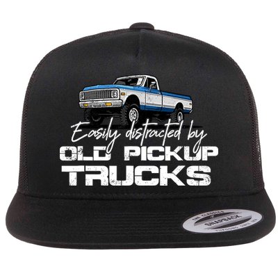 Easily Distracted By Old Pickup Trucks For Retro Flatbill Hat