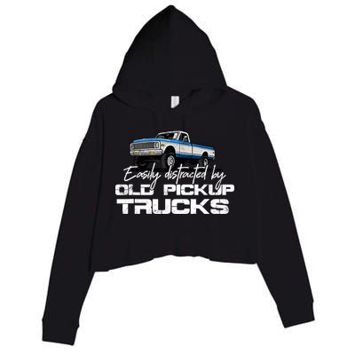 Easily Distracted By Old Pickup Trucks For Retro Crop Fleece Hoodie