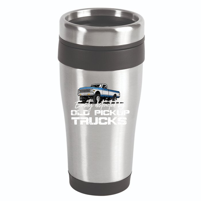 Easily Distracted By Old Pickup Trucks For Retro 16oz Travel Tumbler