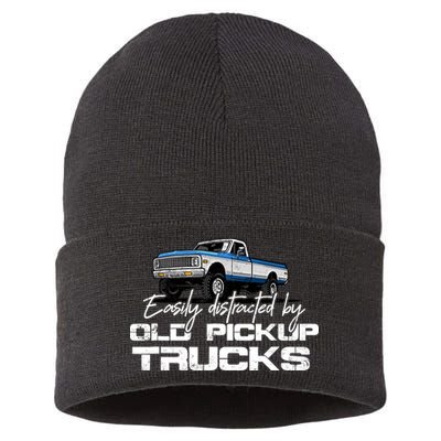 Easily Distracted By Old Pickup Trucks For Retro Sustainable Knit Beanie