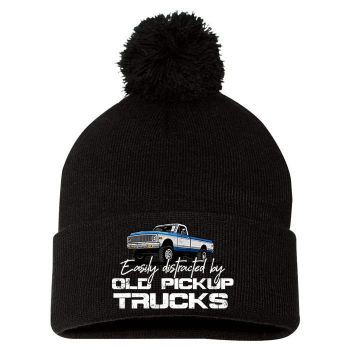 Easily Distracted By Old Pickup Trucks For Retro Pom Pom 12in Knit Beanie