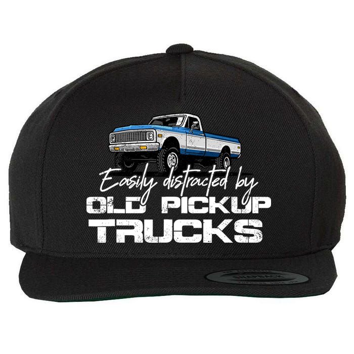 Easily Distracted By Old Pickup Trucks For Retro Wool Snapback Cap