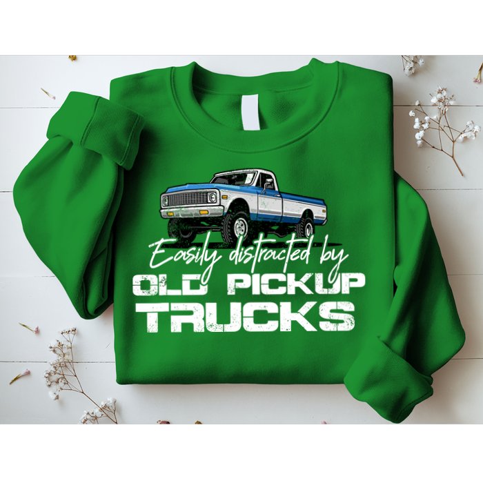Easily Distracted By Old Pickup Trucks For Retro Sweatshirt