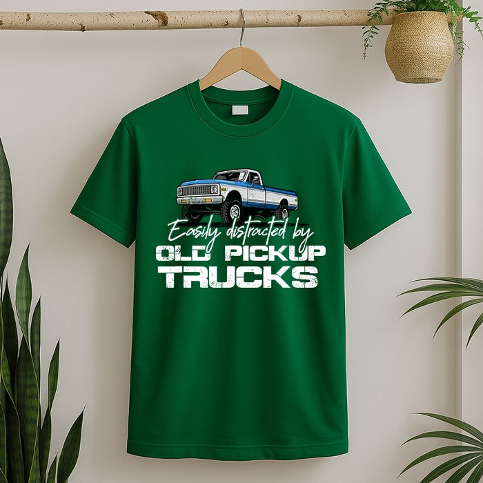 Easily Distracted By Old Pickup Trucks For Retro T-Shirt
