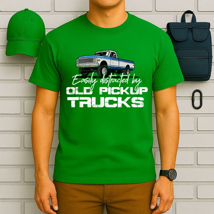 Easily Distracted By Old Pickup Trucks For Retro T-Shirt
