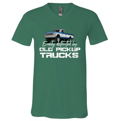 Easily Distracted By Old Pickup Trucks For Retro V-Neck T-Shirt