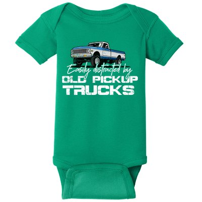 Easily Distracted By Old Pickup Trucks For Retro Baby Bodysuit