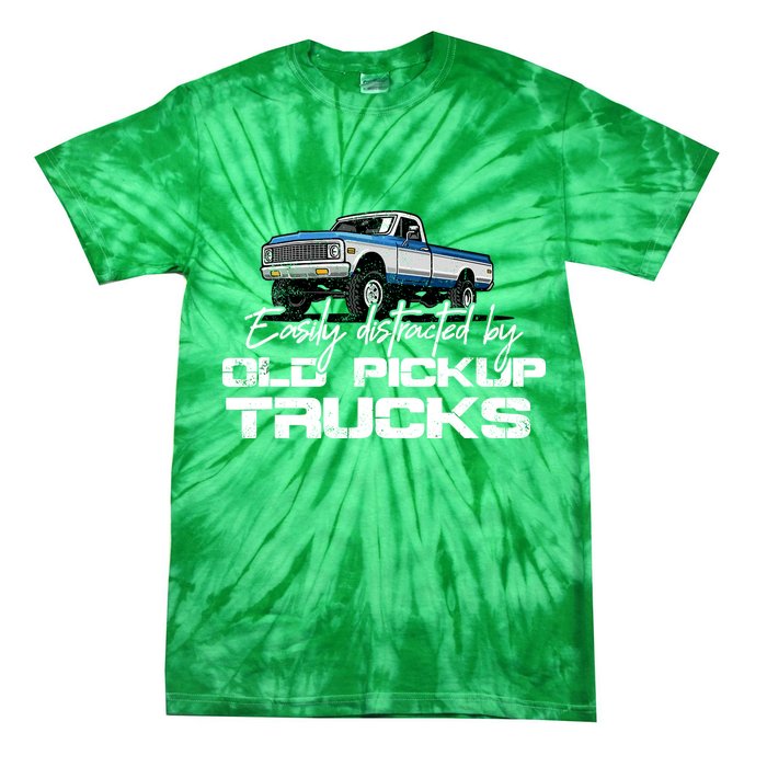 Easily Distracted By Old Pickup Trucks For Retro Tie-Dye T-Shirt