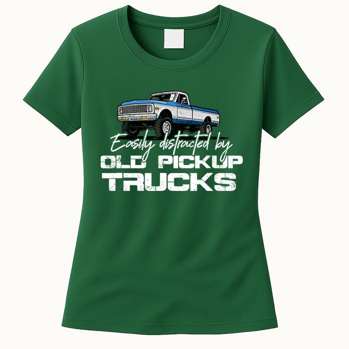Easily Distracted By Old Pickup Trucks For Retro Womens T-Shirt