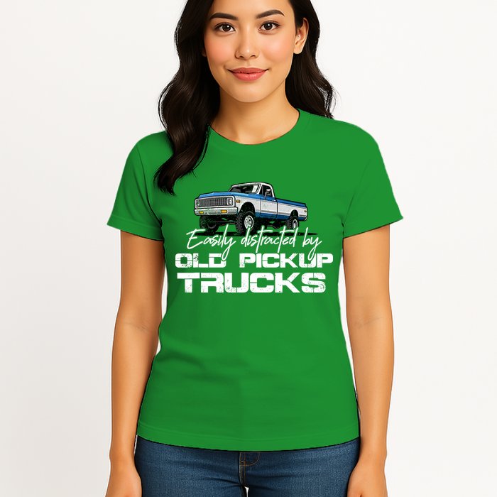 Easily Distracted By Old Pickup Trucks For Retro Womens T-Shirt
