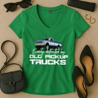 Easily Distracted By Old Pickup Trucks For Retro Women's V-Neck T-Shirt