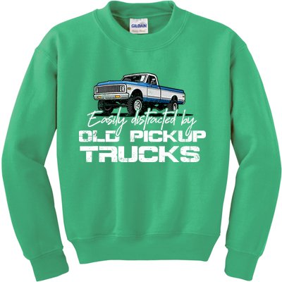 Easily Distracted By Old Pickup Trucks For Retro Kids Sweatshirt